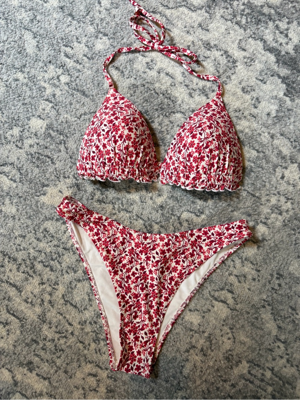 H&M Red and White Floral Bikini